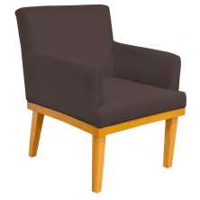Poltrona Decorativa Para Sala de Estar Base Mel Beatriz W01 Suede Marrom - Lyam Decor