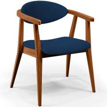 Poltrona Decorativa Para Sala de Estar Jantar Cecília L02 Suede Azul Marinho - Lyam Decor