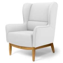 Poltrona Decorativa Para Sala de Estar Milena D02 Base de Madeira Corano C-12 - Lyam Decor