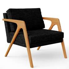 Poltrona Decorativa Para Sala de Estar Pietra Com Estrutura De Madeira L02 Linho Chumbo - Lyam Decor