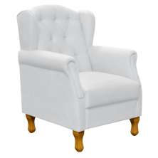 Poltrona Decorativa Para Sala de Estar Yara P02 Corino Branco - Lyam Decor