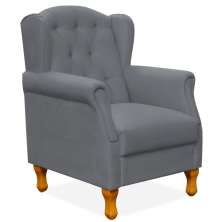 Poltrona Decorativa Para Sala de Estar Yara P02 Corino Cinza - Lyam Decor