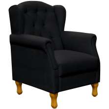 Poltrona Decorativa Para Sala de Estar Yara P02 Corino Preto - Lyam Decor