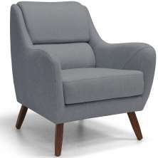 Poltrona Decorativa Para Sala de Estar e Recepção Gooby D02 Linho Cinza C-416 - Lyam Decor