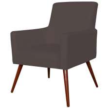 Poltrona Decorativa Para Sala de Estar e Recepção Maria W01 Pés Palito Corino Marrom - Lyam Decor
