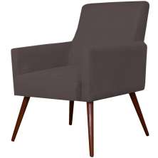 Poltrona Decorativa Para Sala de Estar e Recepção Maria W01 Pés Palito Suede Marrom - Lyam Decor