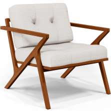 Poltrona Decorativa Sala De Estar Com Cintas De Corano Laís B04 Bouclê Cru - Lyam Decor