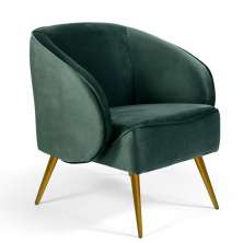 Poltrona Decorativa Sala Estar Fixa Pés Palito New Bronze Agnes D02 Veludo Verde C-303 - Lyam Decor