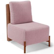 Poltrona Decorativa Sala Estar Living Pés Madeira Hungria L02 Couríssimo Camel Bouclê Rosê - Lyam