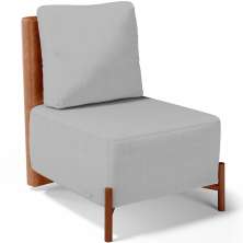 Poltrona Decorativa Sala Estar Living Pés Madeira Hungria L02 Couríssimo Camel Linho Cinza - Lyam
