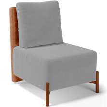 Poltrona Decorativa Sala Estar Living Pés Madeira Hungria L02 Couríssimo Camel Suede Cinza - Lyam