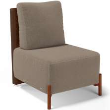 Poltrona Decorativa Sala Estar Living Pés Madeira Hungria L02 Couríssimo Marrom Bouclê Bege - Lyam