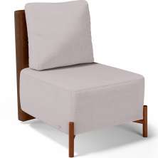Poltrona Decorativa Sala Estar Living Pés Madeira Hungria L02 Couríssimo Marrom Linho Bege - Lyam