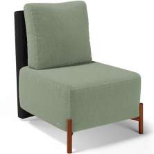 Poltrona Decorativa Sala Estar Living Pés Madeira Hungria L02 Couríssimo Preto Bouclê Oliva - Lyam