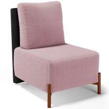 Poltrona Decorativa Sala Estar Living Pés Madeira Hungria L02 Couríssimo Preto Bouclê Rosê - Lyam