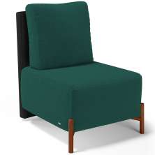 Poltrona Decorativa Sala Estar Living Pés Madeira Hungria L02 Couríssimo Preto Bouclê Verde - Lyam