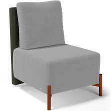 Poltrona Decorativa Sala Estar Living Pés Madeira Hungria L02 Couríssimo Verde Suede Cinza - Lyam
