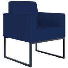 Poltrona Decorativa Sala Estar Recepção Base Fixa De Metal Helô L02 Suede Azul Marinho - Lyam Decor