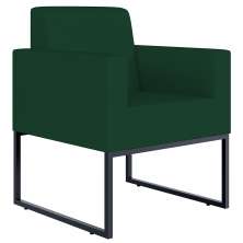 Poltrona Decorativa Sala Estar e Recepção Base Fixa De Metal Helô L02 Suede Verde Musgo - Lyam Decor