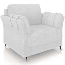 Poltrona Decorativa Sala de Estar Álamo M03 Bouclê Branco - Lyam Decor