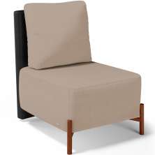 Poltrona Decorativa Sala de Estar Living Hungria L02 Couríssimo Preto Linho Bege Escuro - Lyam