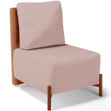 Poltrona Decorativa Sala de Estar Living Pés Madeira Hungria L02 Couríssimo Camel Linho Rosê - Lyam