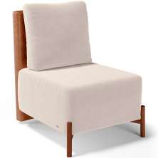 Poltrona Decorativa Sala de Estar Living Pés Madeira Hungria L02 Couríssimo Camel Suede Bege - Lyam