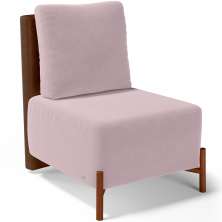 Poltrona Decorativa Sala de Estar Living Pés Madeira Hungria L02 Couríssimo Marrom Suede Rosê - Lyam