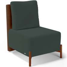 Poltrona Decorativa Sala de Estar Living Pés Madeira Hungria L02 Couríssimo Marrom Suede Verde Musgo - Lyam