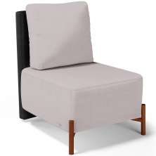 Poltrona Decorativa Sala de Estar Living Pés Madeira Hungria L02 Couríssimo Preto Linho Bege - Lyam