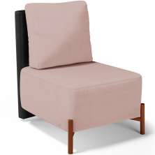 Poltrona Decorativa Sala de Estar Living Pés Madeira Hungria L02 Couríssimo Preto Linho Rosê - Lyam