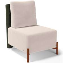 Poltrona Decorativa Sala de Estar Living Pés Madeira Hungria L02 Couríssimo Verde Suede Bege - Lyam