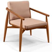 Poltrona Decorativa Sala de Estar com Cintas de Corano Lavínia B04 Linho Rosê - Lyam Decor
