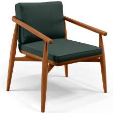 Poltrona Decorativa Sala de Estar com Cintas de Corano Lavínia B04 Linho Verde Musgo - Lyam Decor