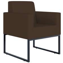 Poltrona Decorativa Sala de Estar e Recepção Base Fixa De Metal Helô L02 Suede Marrom - Lyam Decor