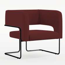 Poltrona Decorativa Scarlett D02 Base de Aço Preto Veludo Marsala B-278  - Lyam Decor