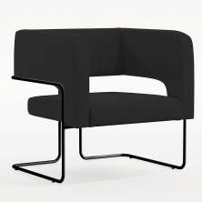 Poltrona Decorativa Scarlett D02 Base de Aço Preto Veludo Preto B-300 - Lyam Decor