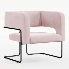 Poltrona Decorativa Scarlett D02 Base de Aço Preto Veludo Rosê B-305 - Lyam Decor