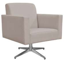 Poltrona Decorativa com Base Giratória Para Sala de Estar Helô L02 Linho Bege - Lyam Decor