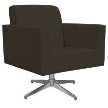 Poltrona Decorativa com Base Giratória Para Sala de Estar Helô L02 Suede Marrom - Lyam Decor