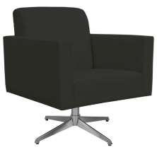 Poltrona Decorativa com Base Giratória Para Sala de Estar Helô L02 Suede Preto - Lyam Decor