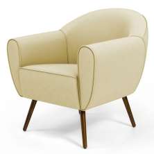 Poltrona Decorativa com Pés Palito Nina D02 Corano Bege C-26 - Lyam Decor
