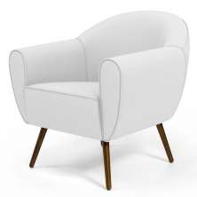 Poltrona Decorativa com Pés Palito Nina D02 Corano Branco C-12 - Lyam Decor
