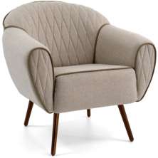 Poltrona Decorativa com Pés Palito Nina D02 Tressê Bege Rústico D-470 - Lyam Decor