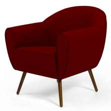 Poltrona Decorativa com Pés Palito Nina D02 Veludo Marsala C-278 - Lyam Decor
