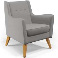 Poltrona Decorativa com Pés de Madeira Taroba D02 Linho Cinza Escuro C-416 - Lyam Decor