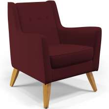 Poltrona Decorativa com Pés de Madeira Taroba D02 Veludo Marsala C-278 - Lyam Decor