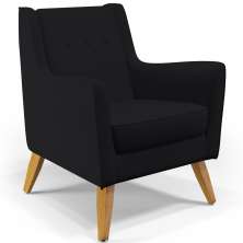 Poltrona Decorativa com Pés de Madeira Taroba D02 Veludo Preto C-300 - Lyam Decor
