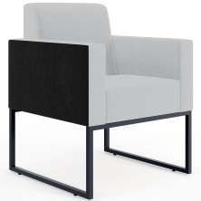 Poltrona Decorativa para Sala Base fixa de Metal Helô L02 Linho Cinza Couríssimo Preto - Lyam Decor