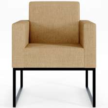 Poltrona Decorativa para Sala E Recepção Base Fixa De Metal Helô L02 Linho Bege Escuro  - Lyam Decor